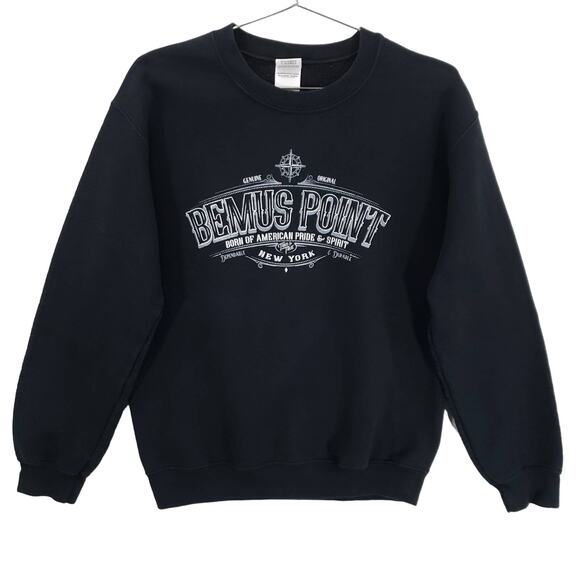 Bemus Point New York Sweatshirt Adult Small Black Destination Graphic Pullover - Picture 1 of 8